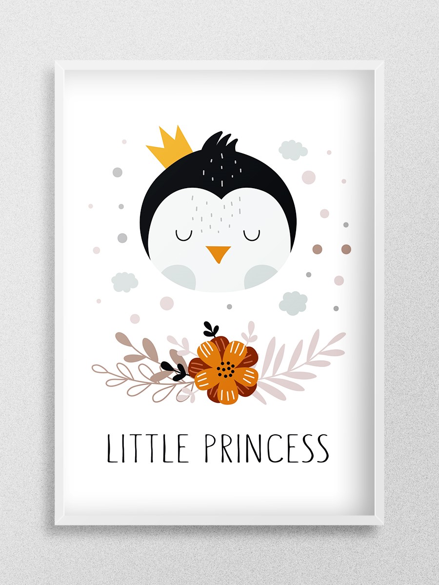 Sevimli Penguen Çocuk Odası Duvar Poster, Bebek Odası, Dekoratif Poster Çerçevesiz