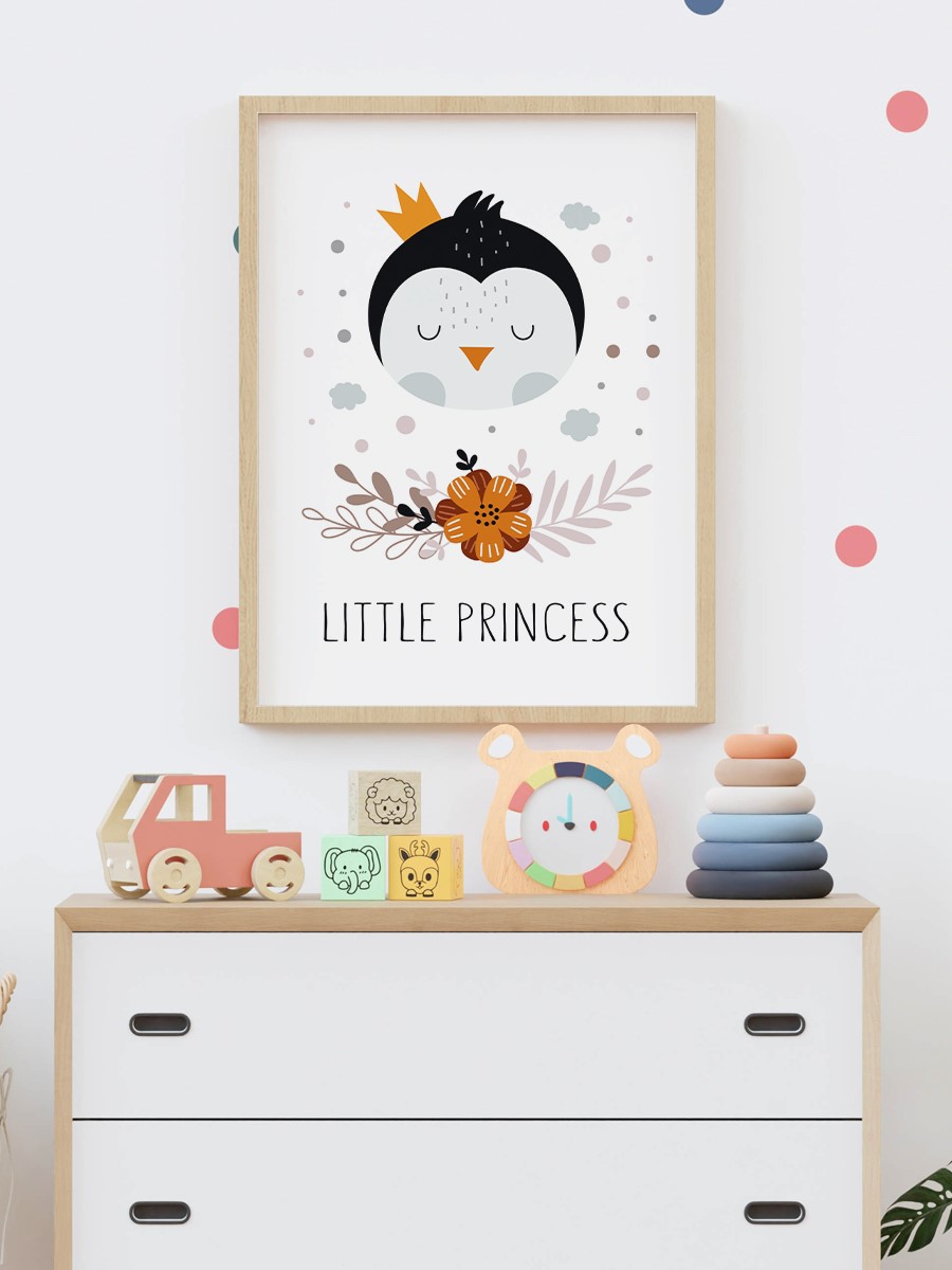 Sevimli Penguen Çocuk Odası Duvar Poster, Bebek Odası, Dekoratif Poster Çerçevesiz