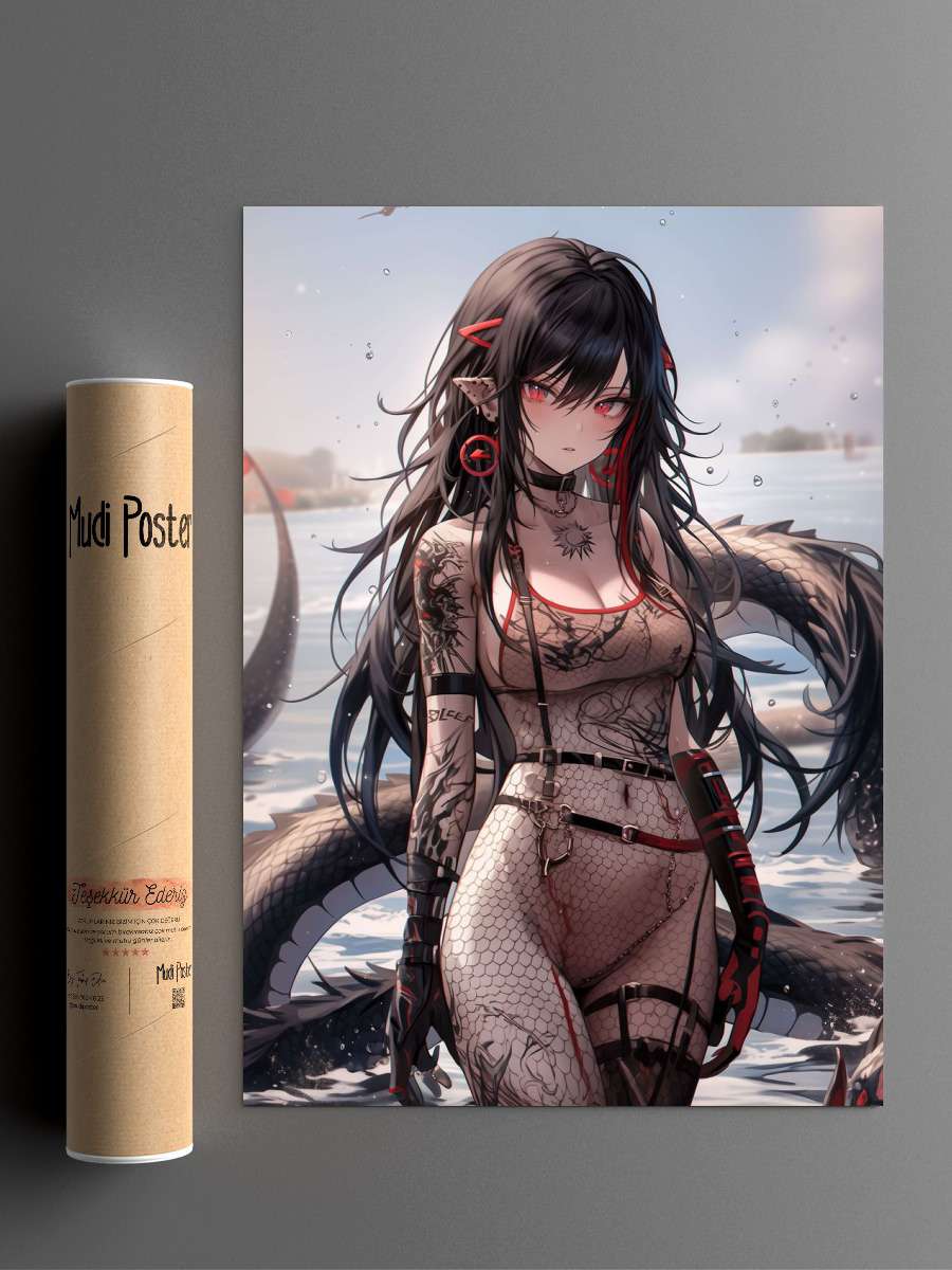 Sexy Dragon Lady Anime Poster Çerçevesiz Yüksek Kalite Anime Duvar Poster