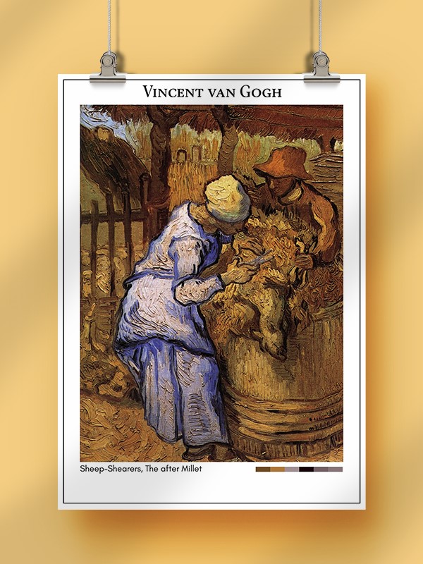 Vincent van Gogh Sheep-Shearers, The after Millet Poster