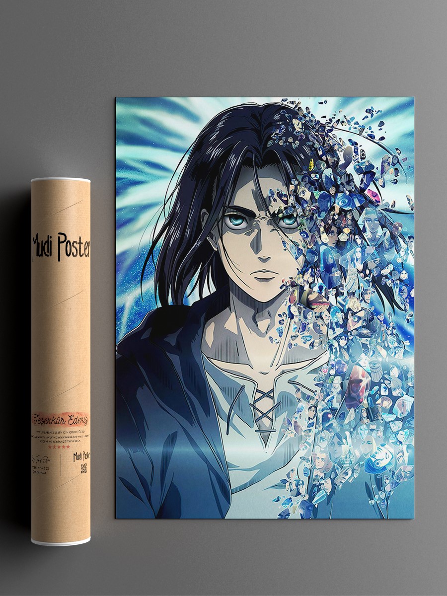 Shingeki Eren Yeager Anime Poster Çerçevesiz Yüksek Kalite Anime Duvar Poster