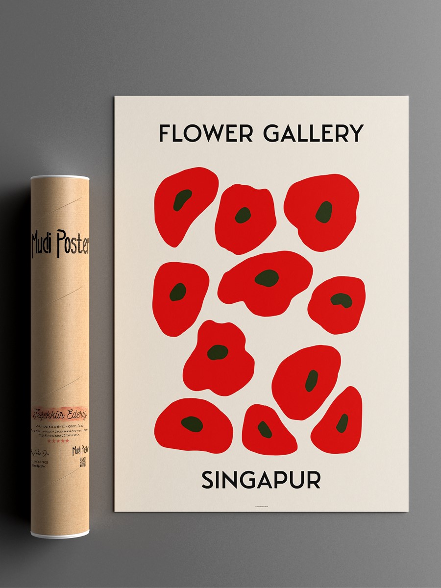 Singapur Soyut Çiçek Modern Poster Çerçevesiz Duvar Tablosu Sanatsal Poster