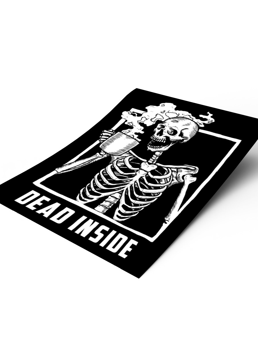 Skeleton drinking coffee Poster, Çerçevesiz Tv Film Poster