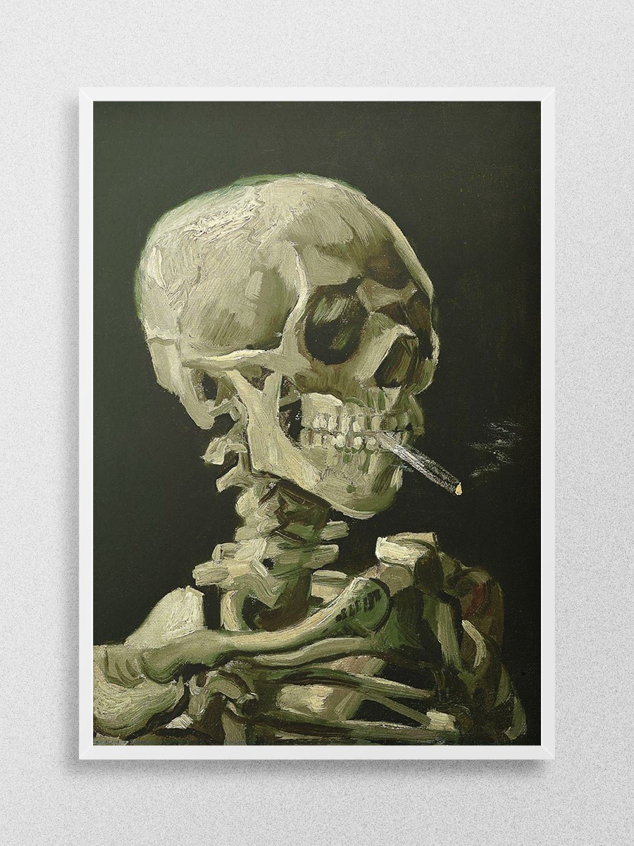 Skeleton with Cigarette Tablo Sanatsal Ünlü Ressam Poster Çerçevesiz Yüksek Kalite Poster