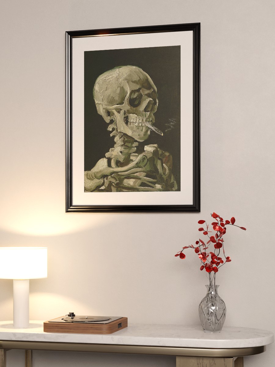 Skeleton with Cigarette Tablo Sanatsal Ünlü Ressam Poster Çerçevesiz Yüksek Kalite Poster