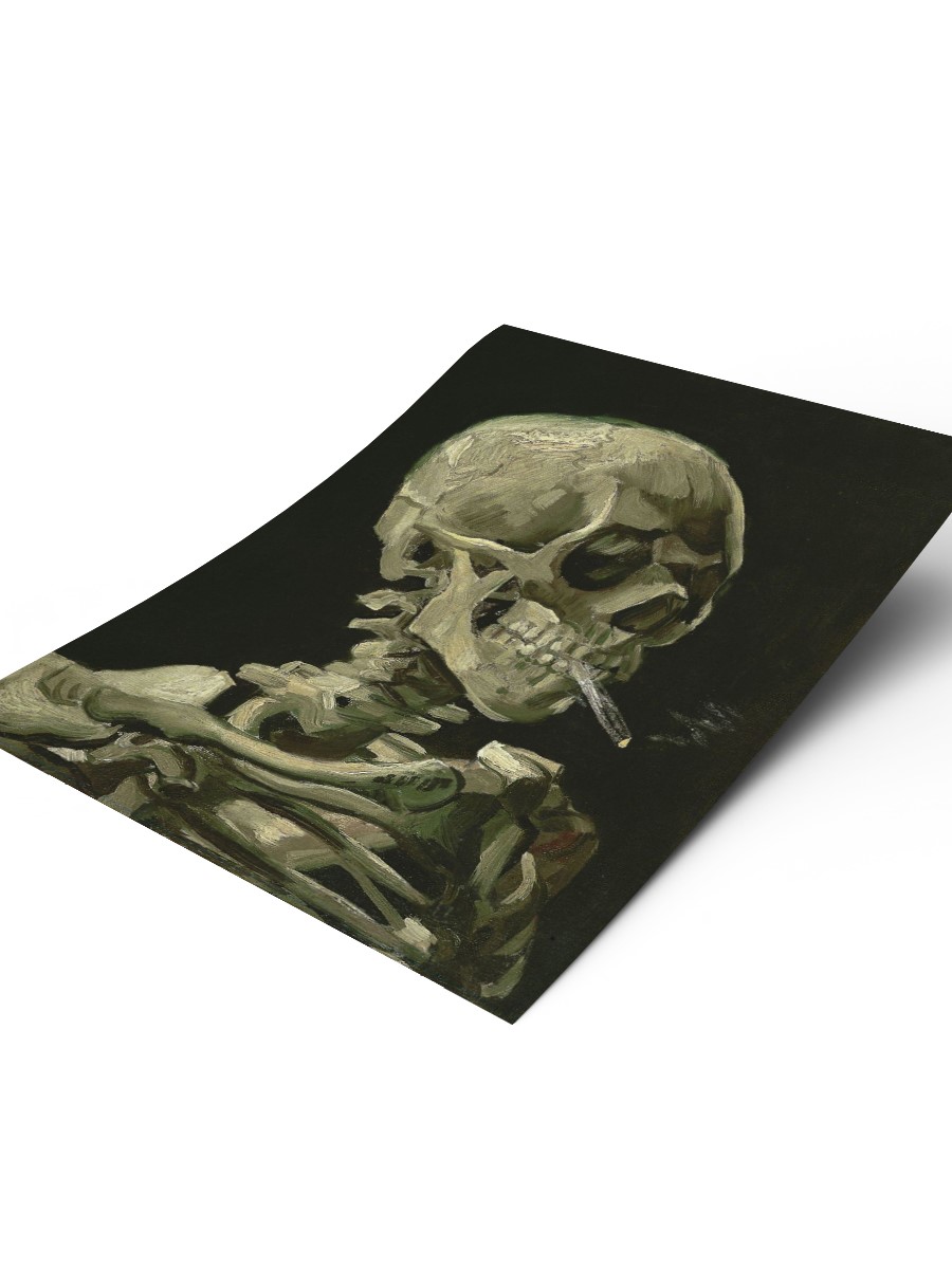 Skeleton with Cigarette Tablo Sanatsal Ünlü Ressam Poster Çerçevesiz Yüksek Kalite Poster