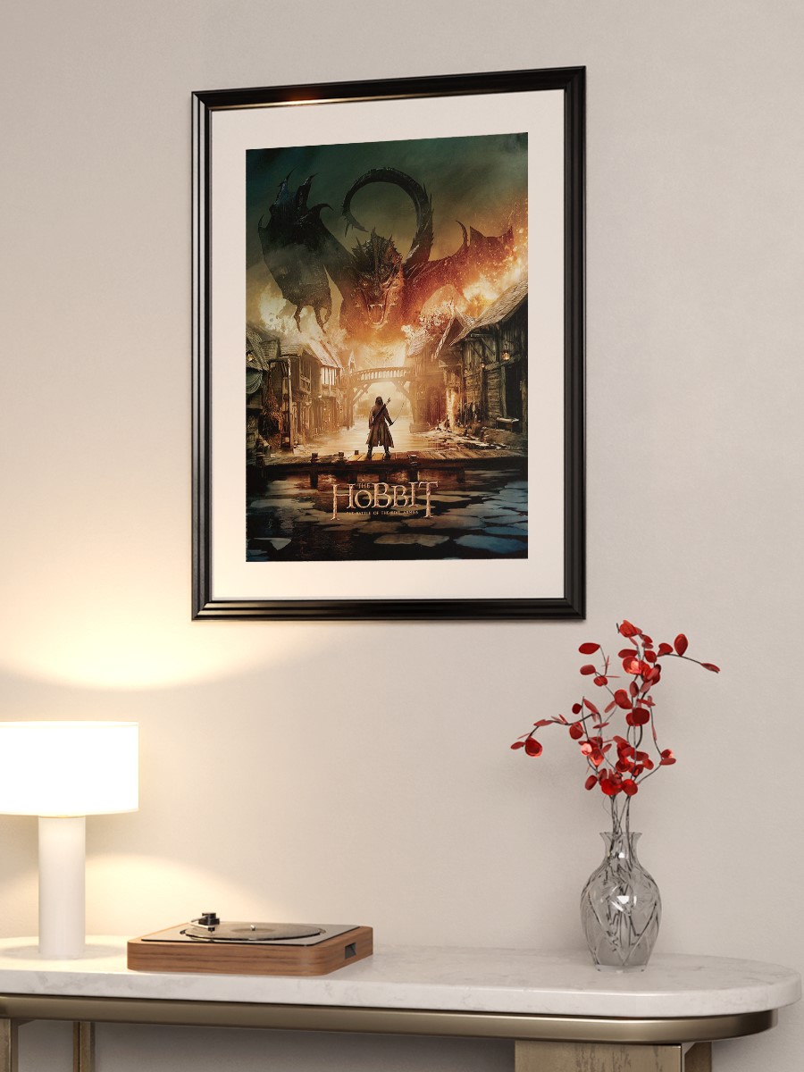Smaug attacks Lake-Town Poster, Çerçevesiz Tv Film Poster
