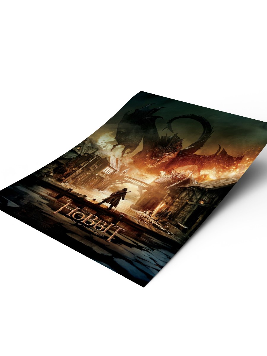 Smaug attacks Lake-Town Poster, Çerçevesiz Tv Film Poster