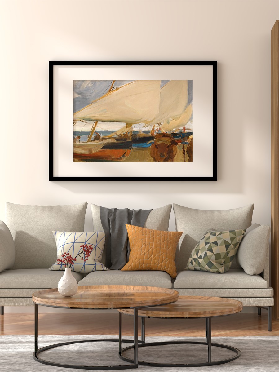 Sorolla Beach at Valencia Tablo Sanatsal Ünlü Ressam Poster Çerçevesiz Yüksek Kalite Poster