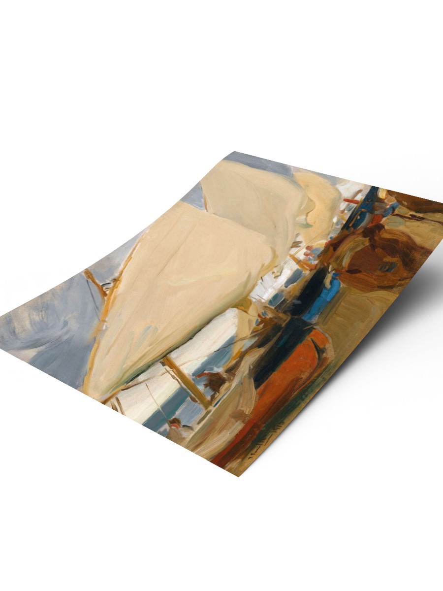 Sorolla Beach at Valencia Tablo Sanatsal Ünlü Ressam Poster Çerçevesiz Yüksek Kalite Poster