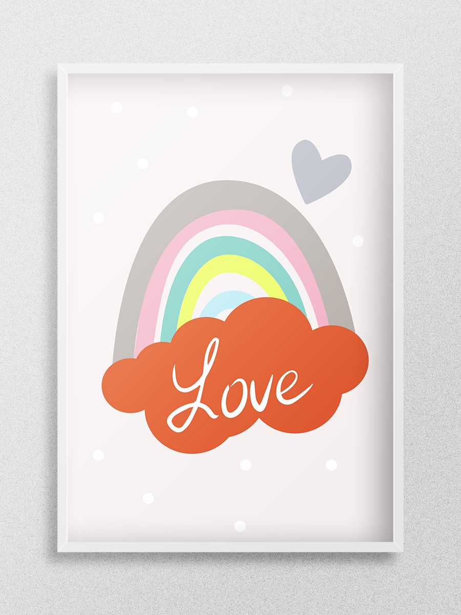 Soyut Love Çocuk Odası Duvar Poster, Bebek Odası, Dekoratif Poster Çerçevesiz