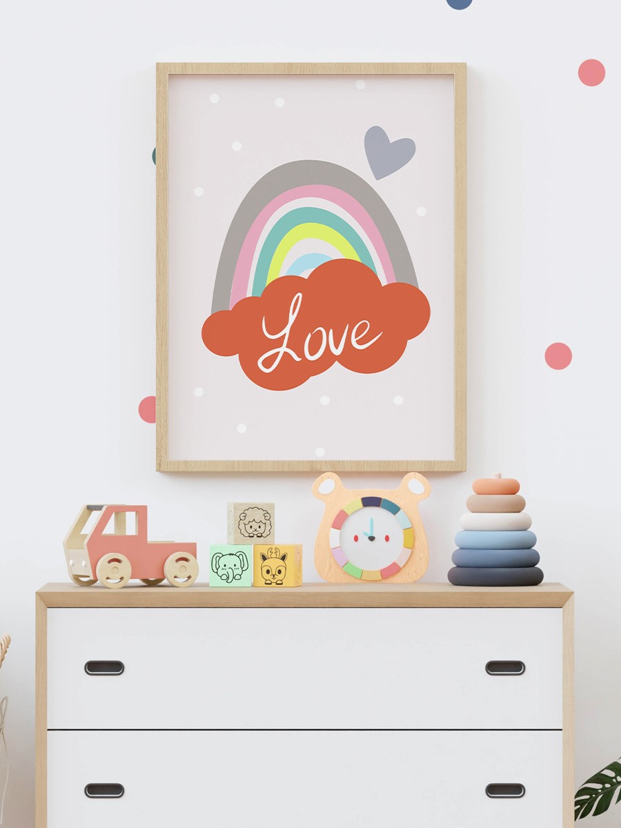 Soyut Love Çocuk Odası Duvar Poster, Bebek Odası, Dekoratif Poster Çerçevesiz