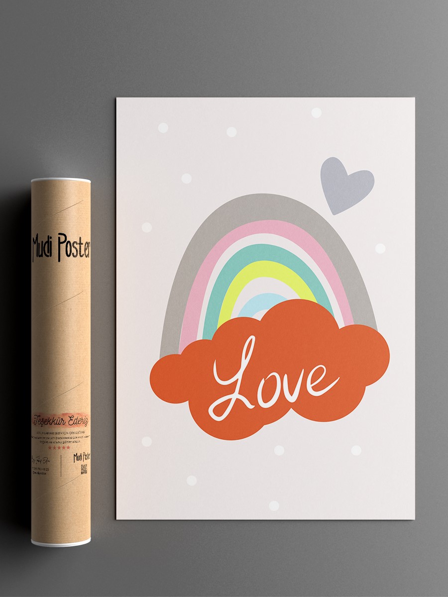 Soyut Love Çocuk Odası Duvar Poster, Bebek Odası, Dekoratif Poster Çerçevesiz