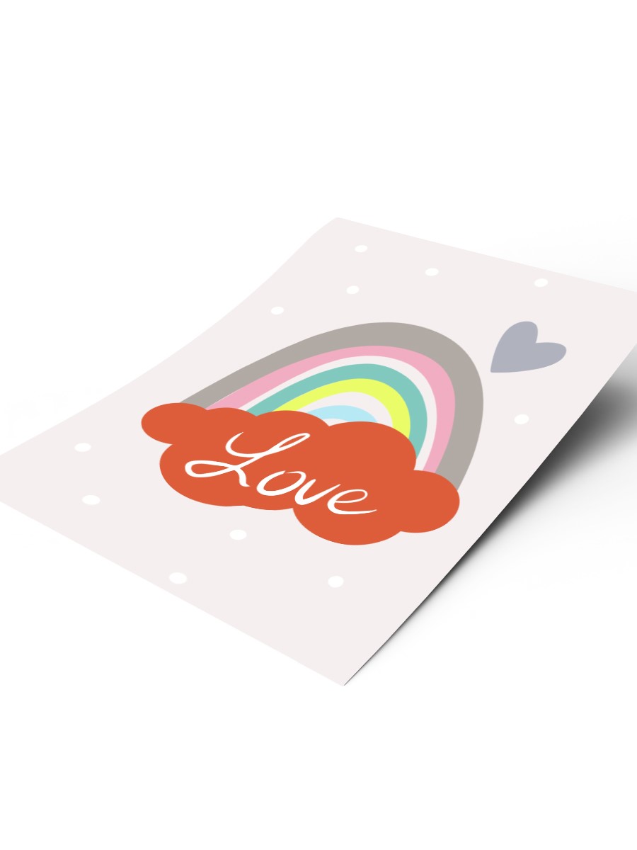 Soyut Love Çocuk Odası Duvar Poster, Bebek Odası, Dekoratif Poster Çerçevesiz