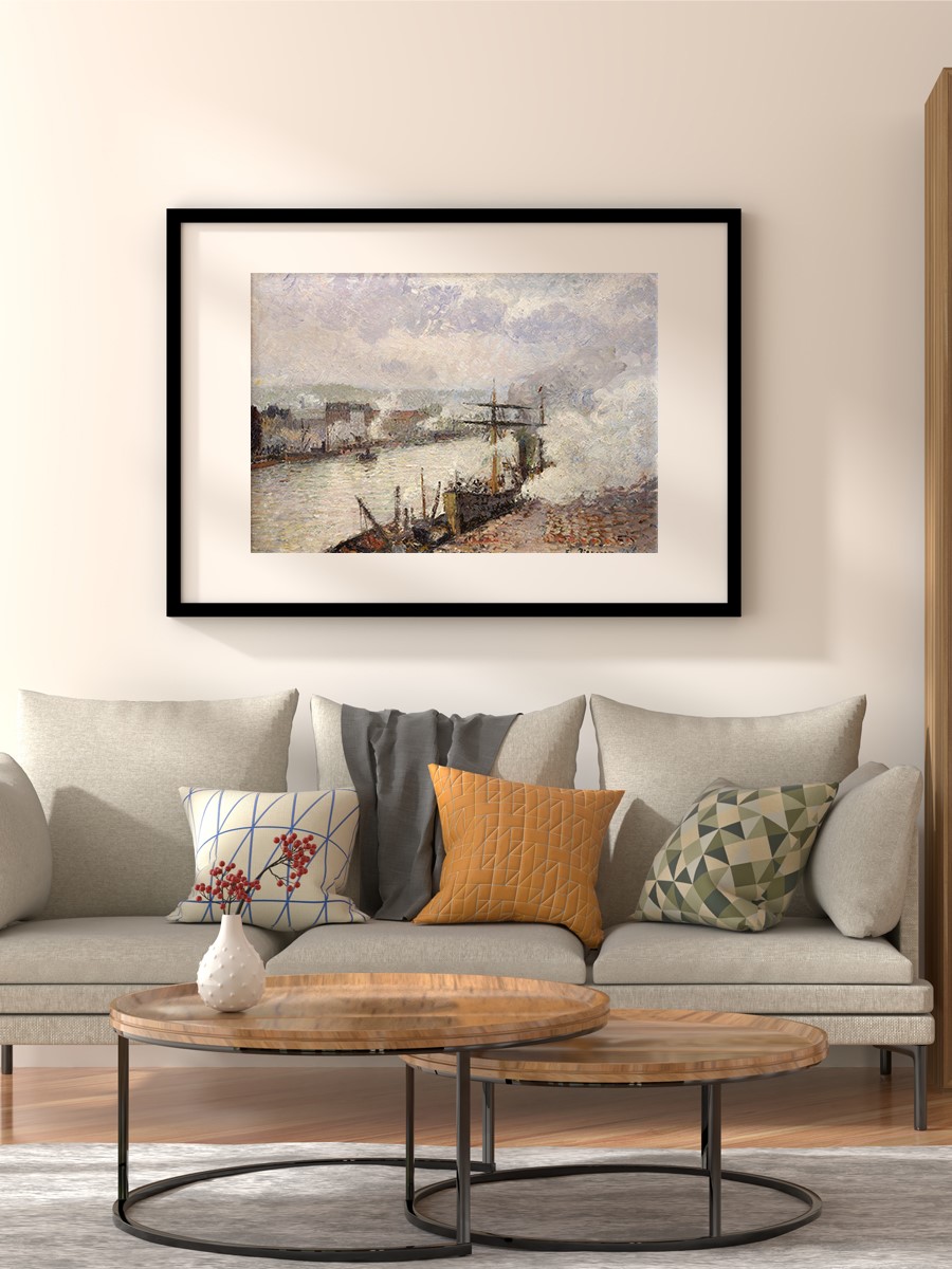 Steamboats in Rouen Tablo Sanatsal Ünlü Ressam Poster Çerçevesiz Yüksek Kalite Poster