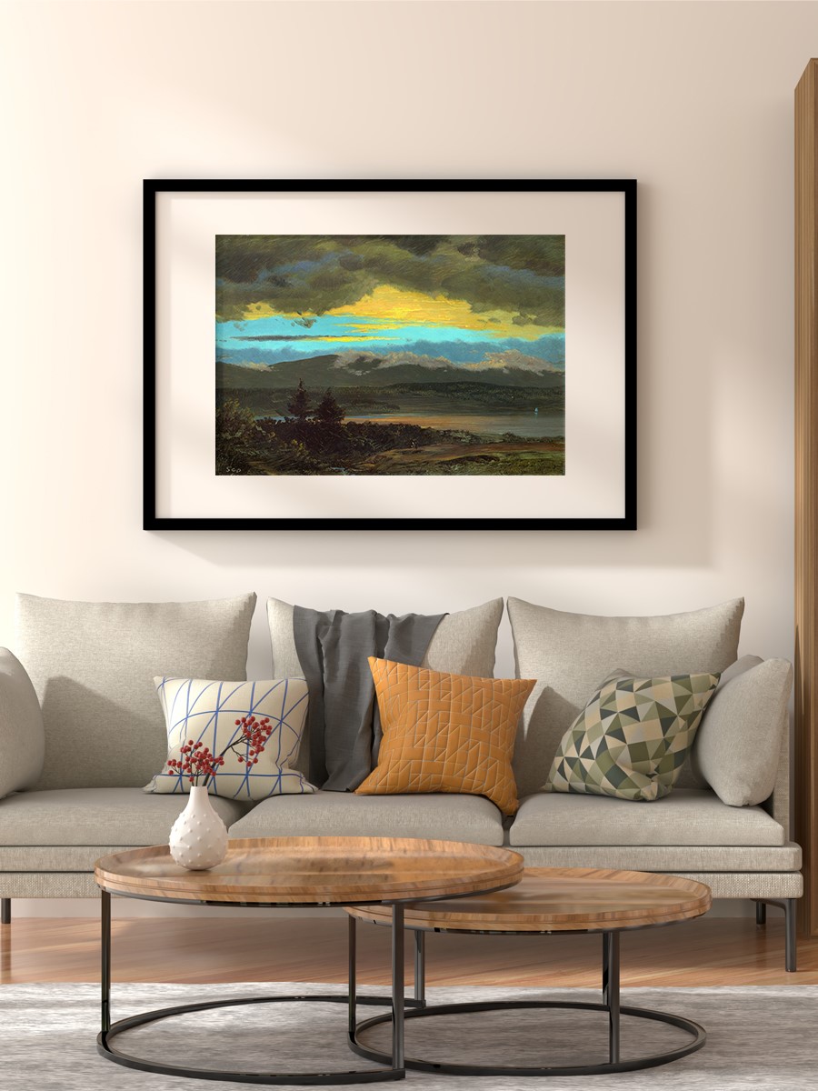 Sunset across the Hudson Tablo Sanatsal Ünlü Ressam Poster Çerçevesiz Yüksek Kalite Poster