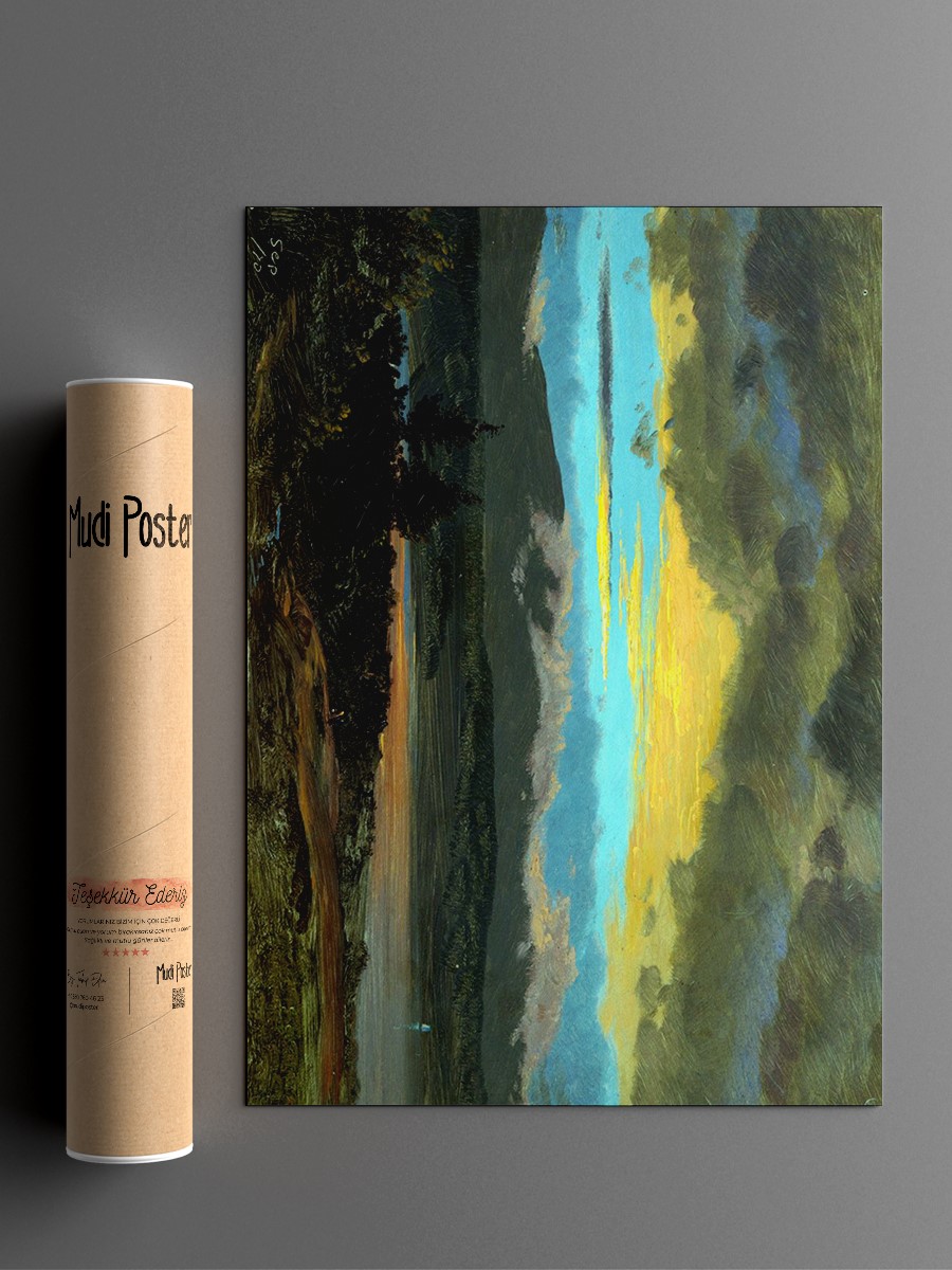 Sunset across the Hudson Tablo Sanatsal Ünlü Ressam Poster Çerçevesiz Yüksek Kalite Poster