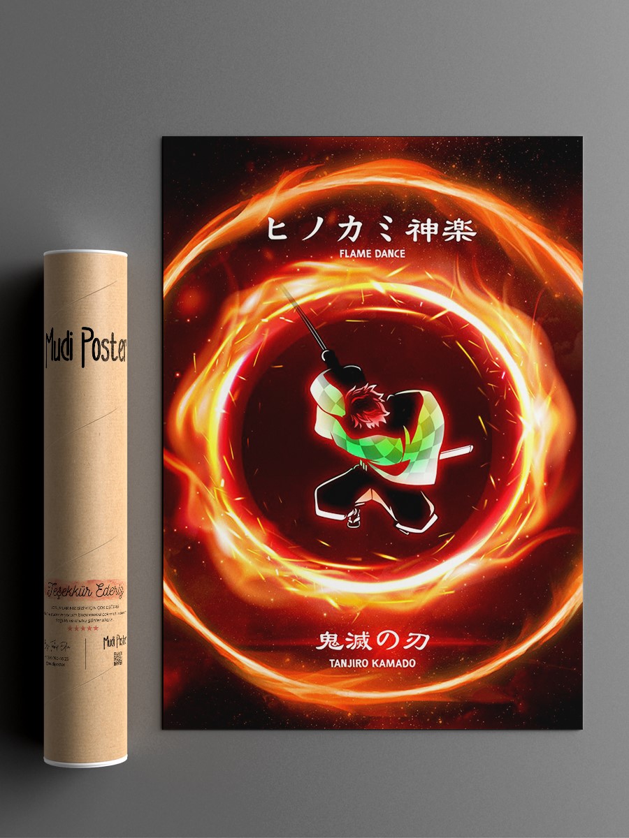 Tanjiro Hinokami Kagura Anime Poster Çerçevesiz Yüksek Kalite Anime Duvar Poster