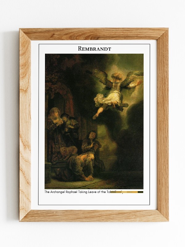 Rembrandt The Archangel Raphael Taking Leave of the Tobit Family Poster