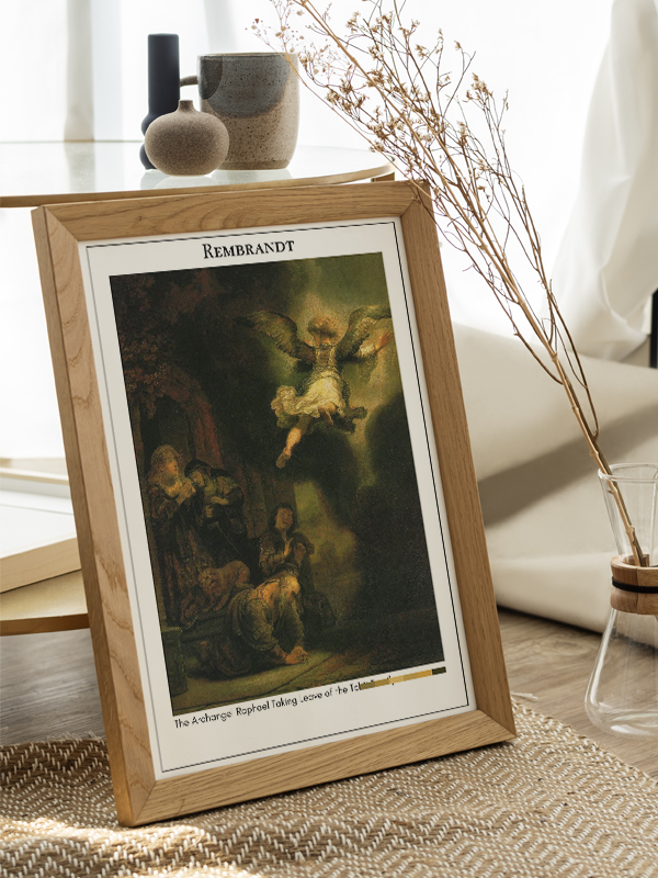 Rembrandt The Archangel Raphael Taking Leave of the Tobit Family Poster