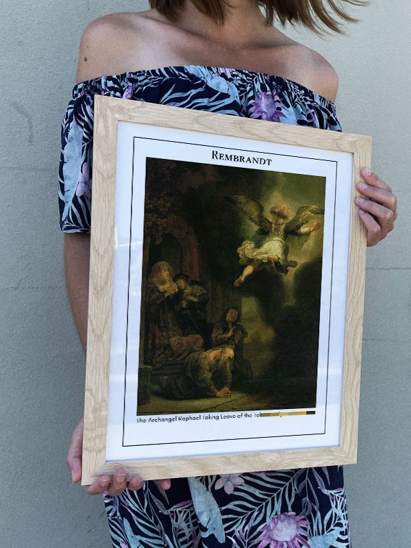 Rembrandt The Archangel Raphael Taking Leave of the Tobit Family Poster