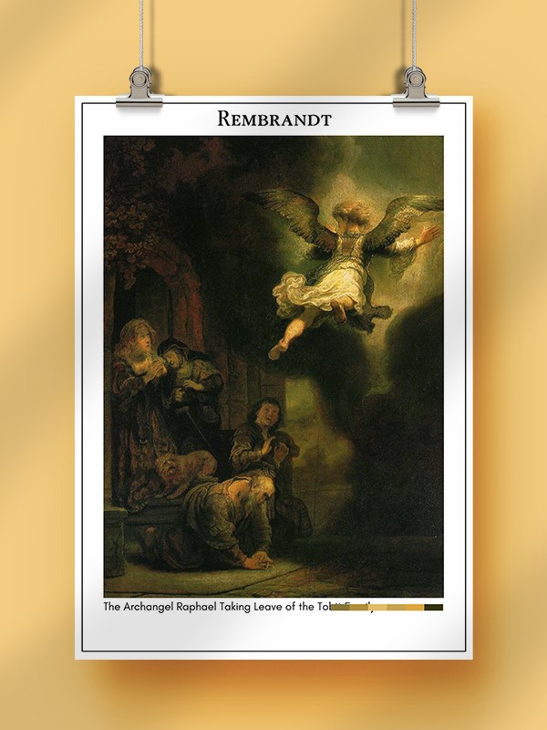 Rembrandt The Archangel Raphael Taking Leave of the Tobit Family Poster