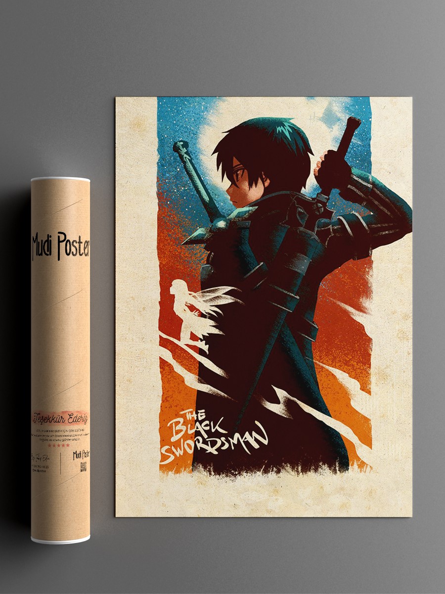 The Black Swordsman Anime Poster Çerçevesiz Yüksek Kalite Anime Duvar Poster
