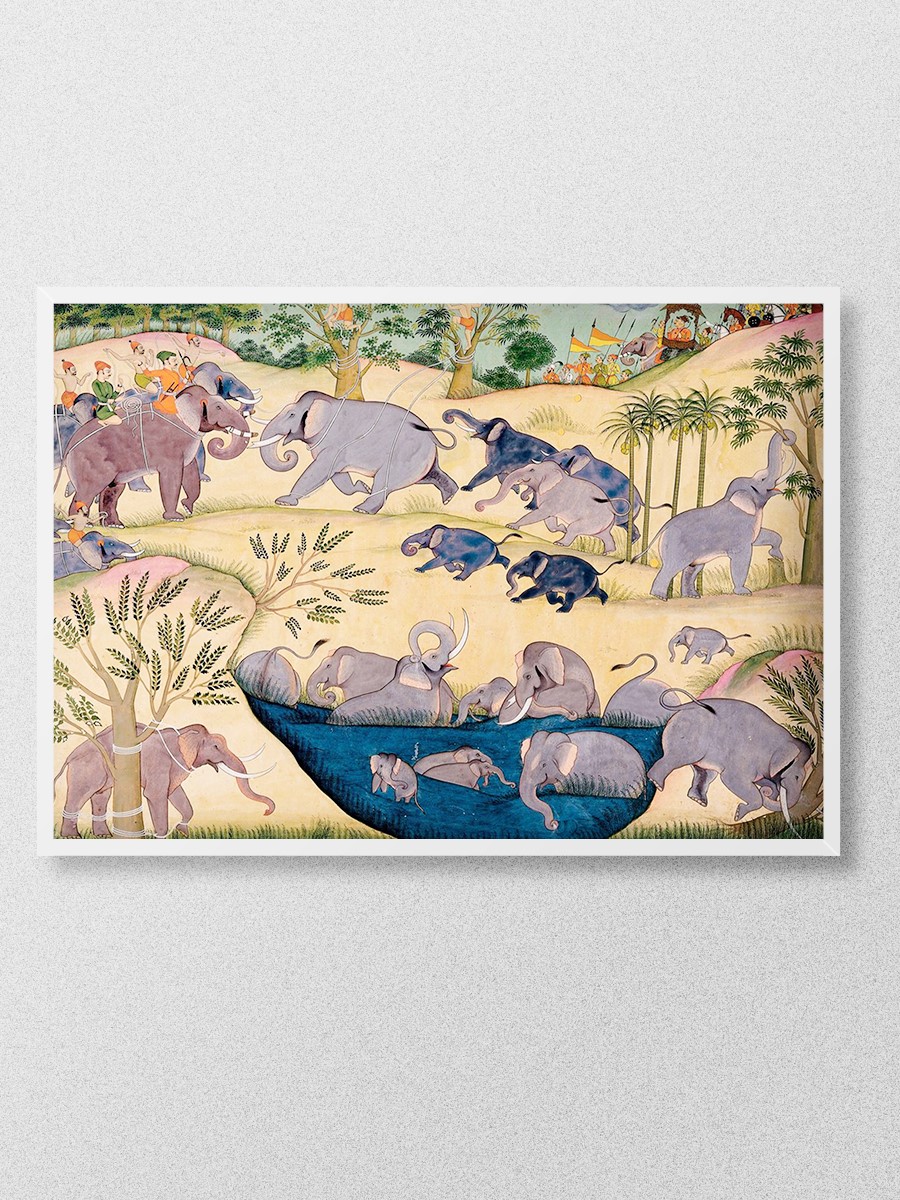 The Elephant Hunt Tablo Sanatsal Ünlü Ressam Poster Çerçevesiz Yüksek Kalite Poster