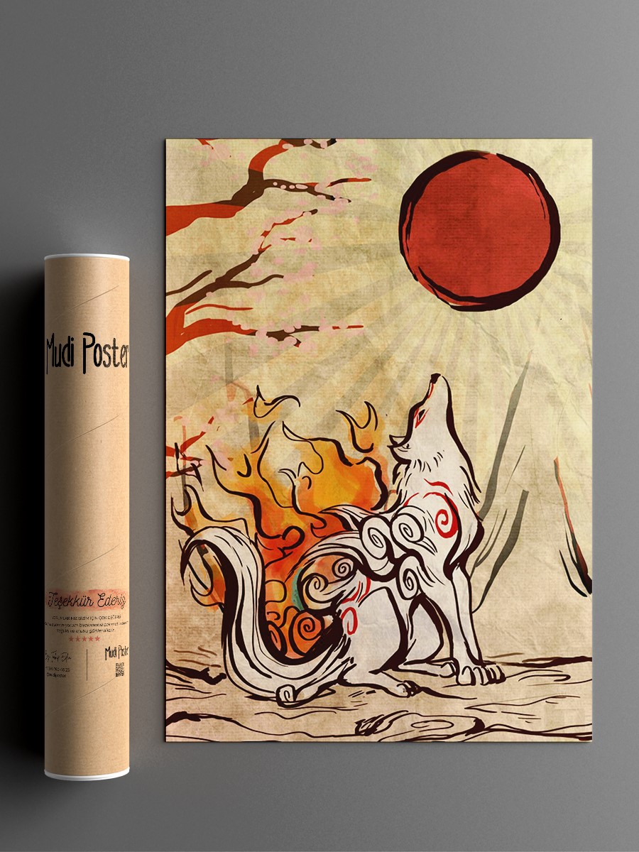 The fire wolf Anime Poster Çerçevesiz Yüksek Kalite Anime Duvar Poster