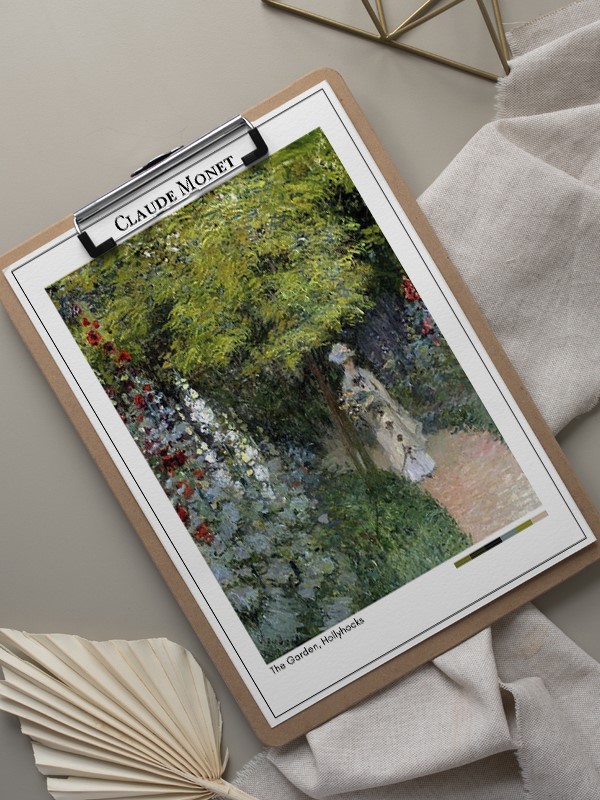 Claude Monet The Garden, Hollyhocks Poster