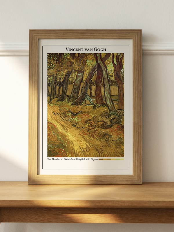 Vincent van Gogh The Garden of Saint-Paul Hospital with Figure Poster - En İyi Fiyatlarla