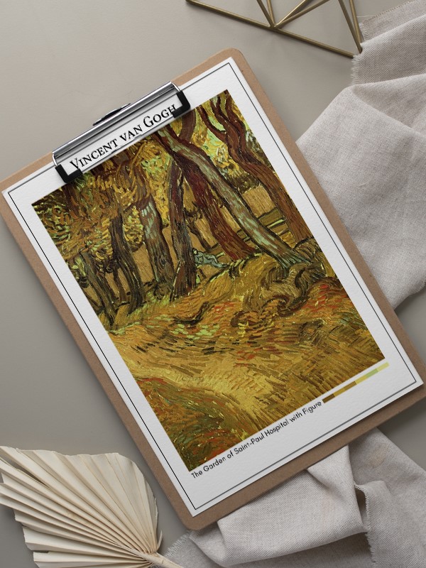 Vincent van Gogh The Garden of Saint-Paul Hospital with Figure Poster