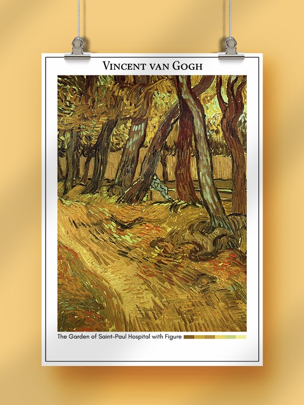 Vincent van Gogh The Garden of Saint-Paul Hospital with Figure Poster