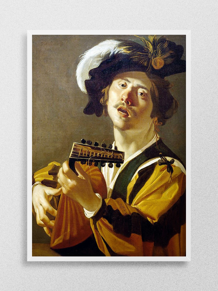 The Lute Player Tablo Sanatsal Ünlü Ressam Poster Çerçevesiz Yüksek Kalite Poster