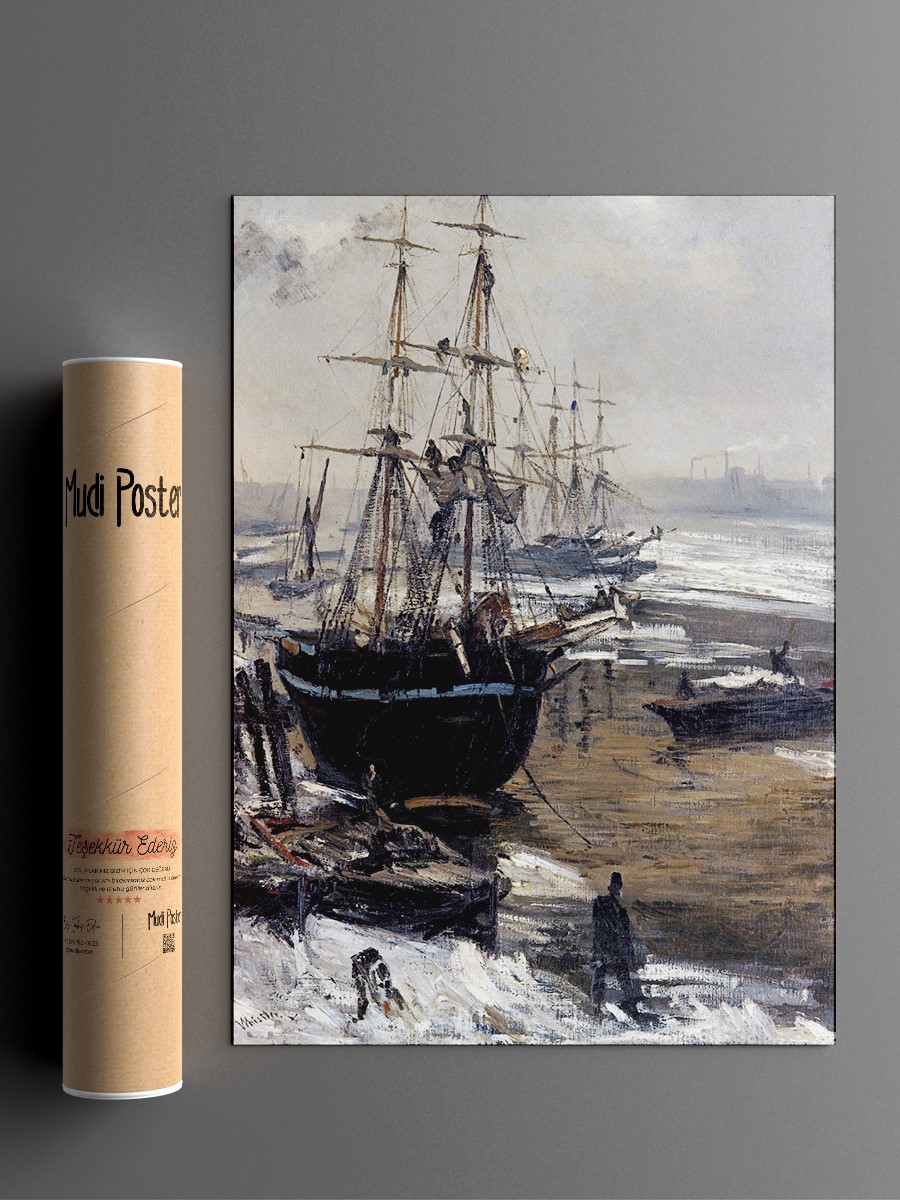 The Thames in Ice Tablo Sanatsal Ünlü Ressam Poster Çerçevesiz Yüksek Kalite Poster