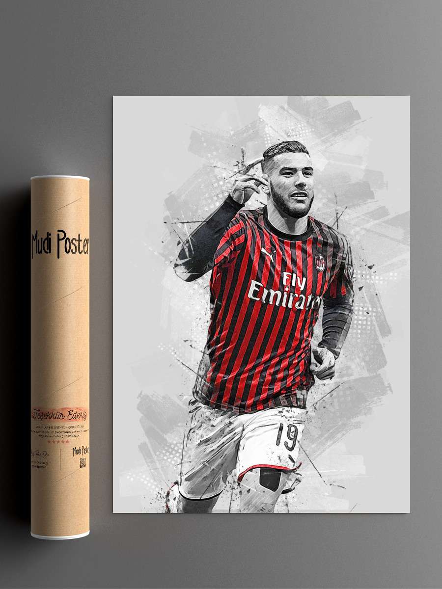 Theo Hernandez Futbol Poster Çerçevesiz Yüksek Kalite Futbolcu Duvar Poster