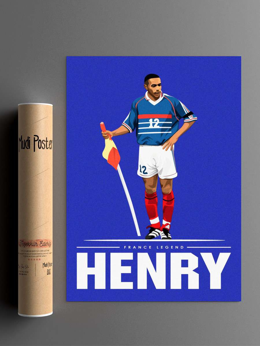 Thierry Henry Minimal Futbol Poster Çerçevesiz Yüksek Kalite Futbolcu Duvar Poster