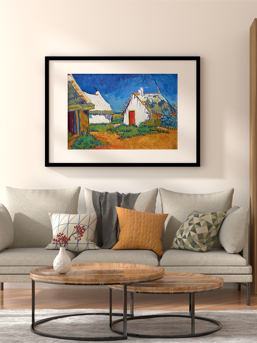 Three White Cottages Tablo Sanatsal Ünlü Ressam Poster Çerçevesiz Yüksek Kalite Poster