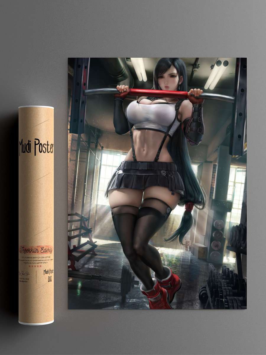 Tifa Pullup Anime Poster Çerçevesiz Yüksek Kalite Anime Duvar Poster