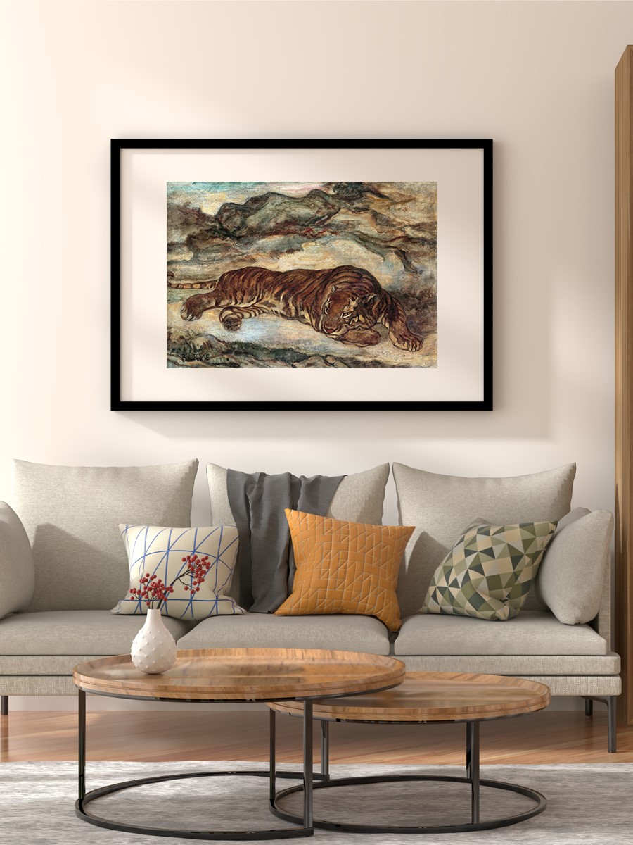Tiger in Repose Tablo Sanatsal Ünlü Ressam Poster Çerçevesiz Yüksek Kalite Poster