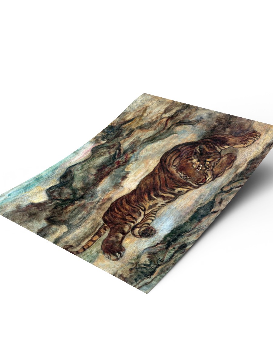 Tiger in Repose Tablo Sanatsal Ünlü Ressam Poster Çerçevesiz Yüksek Kalite Poster