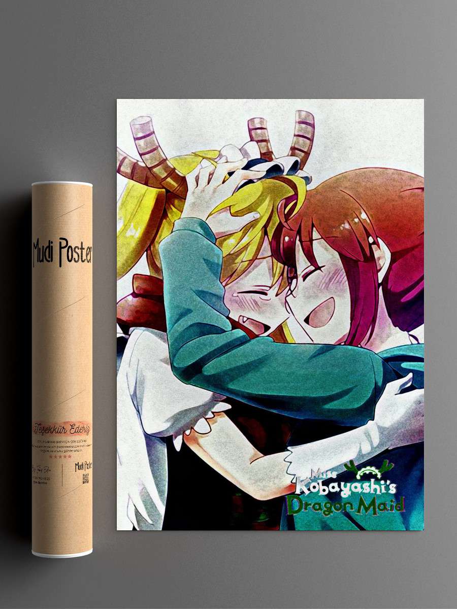 tohru with kobayashi Anime Poster Çerçevesiz Yüksek Kalite Anime Duvar Poster