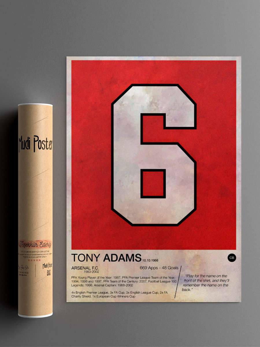 Tony Adams Futbol Poster Çerçevesiz Yüksek Kalite Futbolcu Duvar Poster