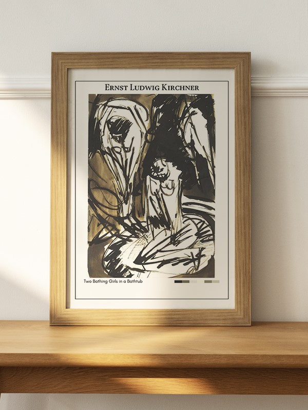 Ernst Ludwig Kirchner Two Bathing Girls in a Bathtub Poster - En İyi Fiyatlarla