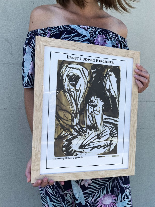 Ernst Ludwig Kirchner Two Bathing Girls in a Bathtub Poster