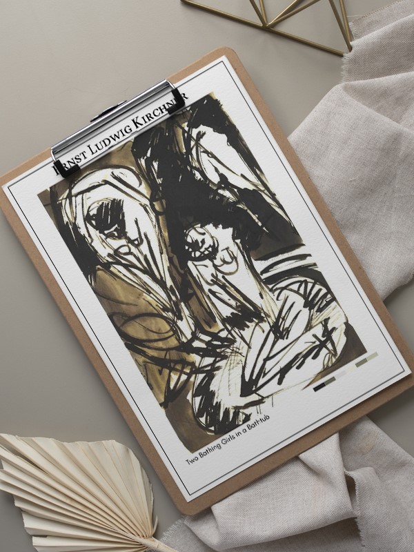 Ernst Ludwig Kirchner Two Bathing Girls in a Bathtub Poster