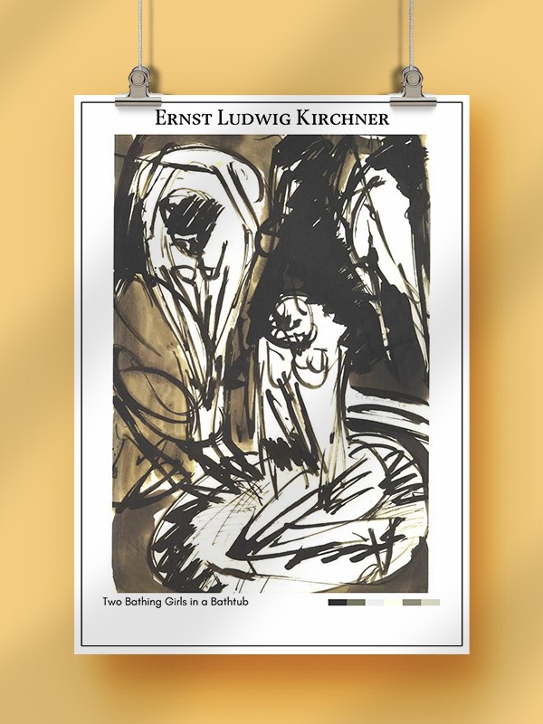 Ernst Ludwig Kirchner Two Bathing Girls in a Bathtub Poster