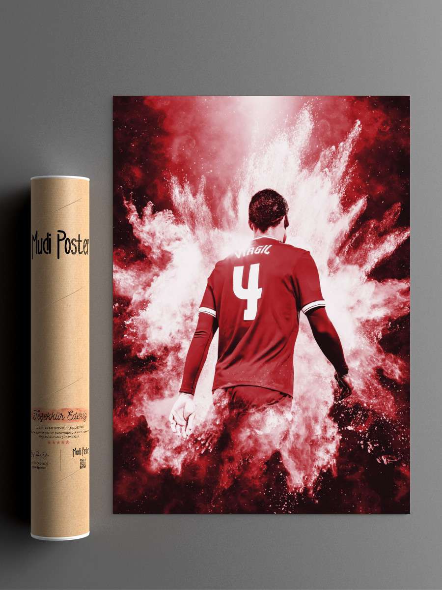 Van Dijk Illustration Futbol Poster Çerçevesiz Yüksek Kalite Futbolcu Duvar Poster