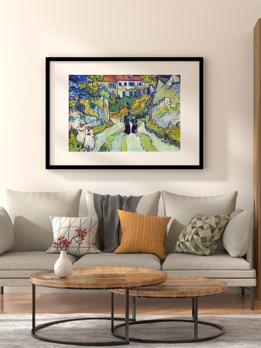 Van Gogh Auvers Stairway Tablo Sanatsal Ünlü Ressam Poster Çerçevesiz Yüksek Kalite Poster