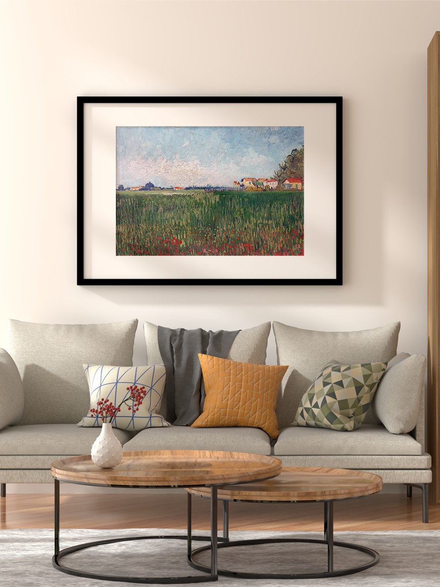 Van Gogh Field with Poppy Tablo Sanatsal Ünlü Ressam Poster Çerçevesiz Yüksek Kalite Poster
